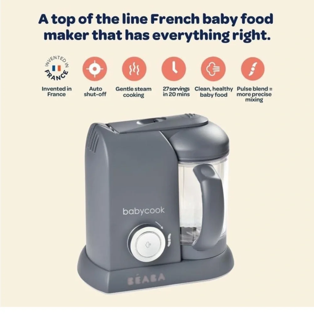 BEABA Babycook Solo 4 in 1 Baby Food‎ Maker, Baby Food Processor, Steam Cook,